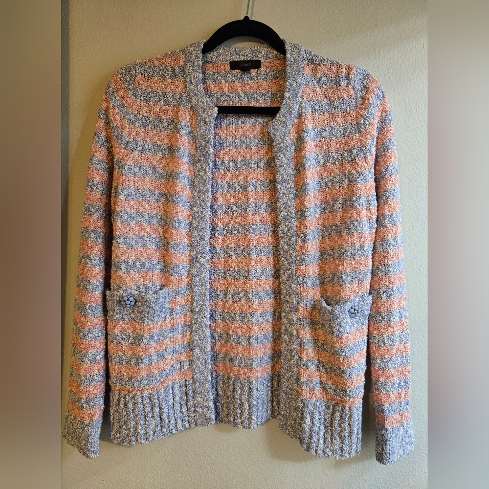 J. Crew Striped Tweed Cardigan